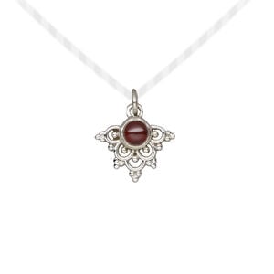Drop 1pkg1, antiqued sterling silver and garnet (natural), 13x11mm