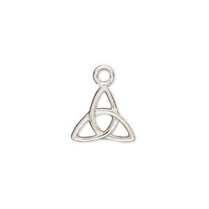 Drop 1pkg4, silver-plated brass, 13x12mm triple Celtic knot.