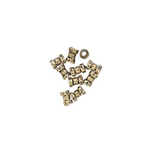 Crimp 1pkg10 brass, 4x2.5mm round tube / 1mm inside diameter, antiqued