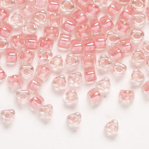 Seed bead, Miyuki 1pkg10g, glass, #5 triangle, transparent pink inside dyed color clear (TR-1109)
