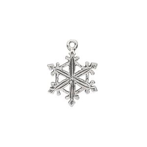 Charm, antiqued sterling silver 1pkg1, 16x15mm double-sided snowflake.