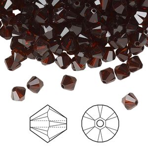 Bead 144pk smoked amber, Crystal Passions&reg; 5mm bicone 5328