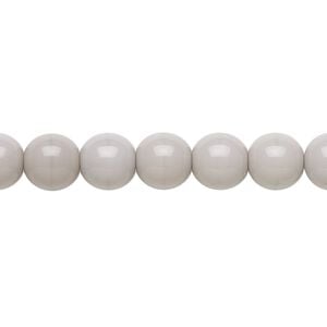 Bead, Preciosa, Czech glass druk, opaque light grey, 8mm round. Sold per 15-1/2" to 16" strand.