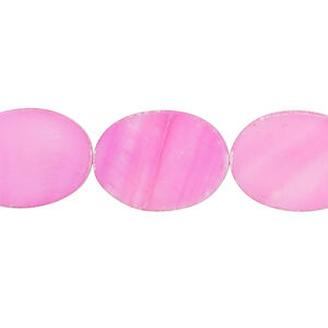 Mother-of-pearl shell 1pkg1, flat oval bead 15 inch bright pink 18x13mm-18x14mm