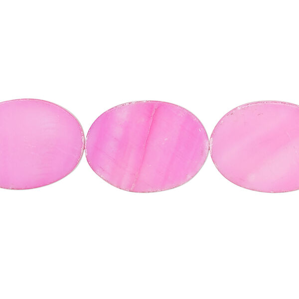 Mother-of-pearl shell 1pkg1, flat oval bead 15 inch bright pink 18x13mm-18x14mm image number 0