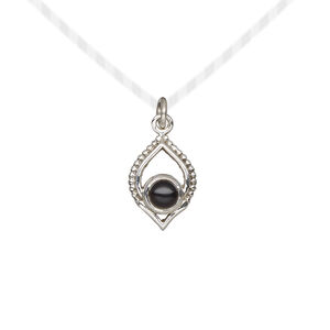 Drop 1pkg1, antiqued sterling silver and black onyx, 13.5x9mm marquise