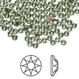 Flat back 144pk peridot foil back, Crystal Passions&reg; hotfix rhinestone Regenerated 3-3.2mm round SS12 2078