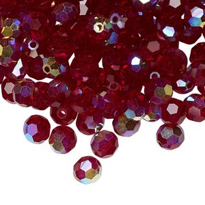 Bead 144pk Siam AB, Preciosa Czech crystal 6mm round