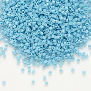 Seed bead, Delica&reg;, glass, pkg/7.5g, #11 round, opaque glazed luster turquoise blue (DB-0218).