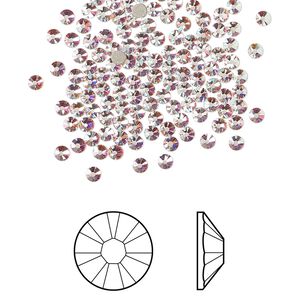 Flat back 1440pk crystal AB foil back, Swarovski&reg; 2.1-2.3mm rose round SS7 2058
