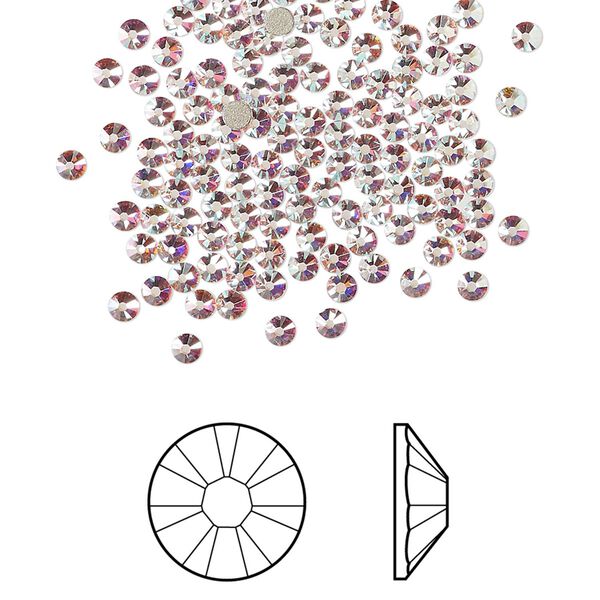 Flat back 1440pk crystal AB foil back, Swarovski&reg; 2.1-2.3mm rose round SS7 2058 image number 0