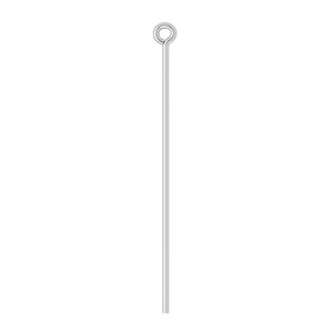 Eye pin 1pkg100 silver-plated, 1.5 inch, 21 gauge brass