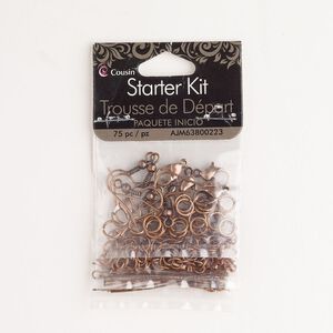 Finding starter kit assortment, steel, pkg/1, antique copper finish, mixed sizes and shapes.