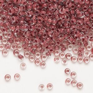 Seed bead, Preciosa Ornela Czech glass, pkg/500g, #8 rocaille, transparent terra intensive brown-lined clear, (08A18).