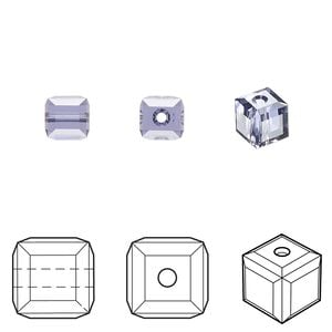 Bead 6pk tanzanite, Crystal Passions&reg; 6mm cube 5601