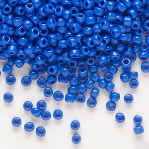 Seed bead, Dyna-Mites&trade;, glass, opaque medium blue, #8 round. Sold per 40-gram pkg.