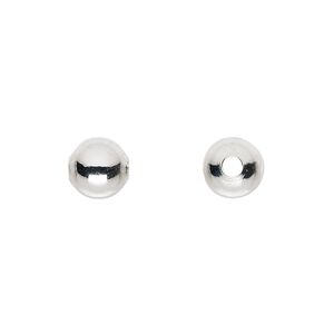 Bead 1pkg10 silver-plated, 8mm round, brass