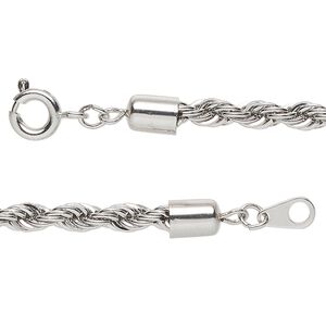 Chain 1pkg1 French rope, 4mm / springring clasp, antique silver-finished steel 18 inch