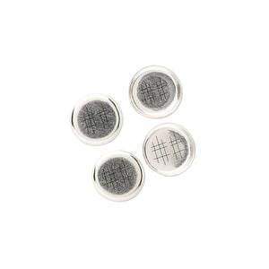 Bezel cup 1pkg4, unpolished sterling silver, solid back, round with 1.8mm cup depth, fits 8mm round cabochon.