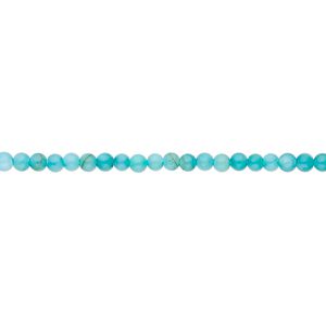 Mother-of-pearl shell 1pkg1, round bead 15.5 to 16 inch turquoise blue 2mm