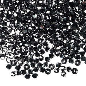 Bead 48pk jet hematite 2X, Preciosa Czech crystal 3mm bicone