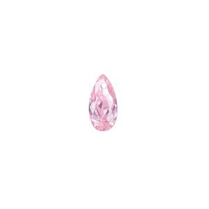 Drop, cubic zirconia, pink, 12x6mm hand-faceted teardrop, Mohs hardness 8-1/2. Sold per pkg of 4.