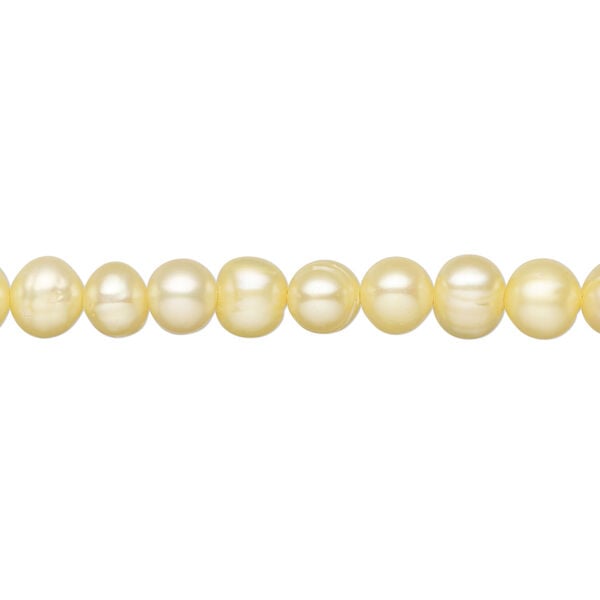 Freshwater pearl 1pkg1, semi-round, 15 inch jonquil 6-7mm cultured image number 0
