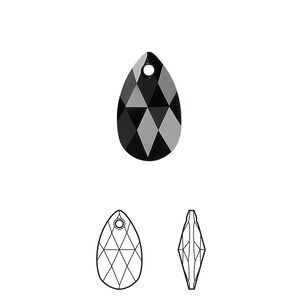 Drop 144pk jet, Swarovski&reg; 16x9mm pendant pear 6106