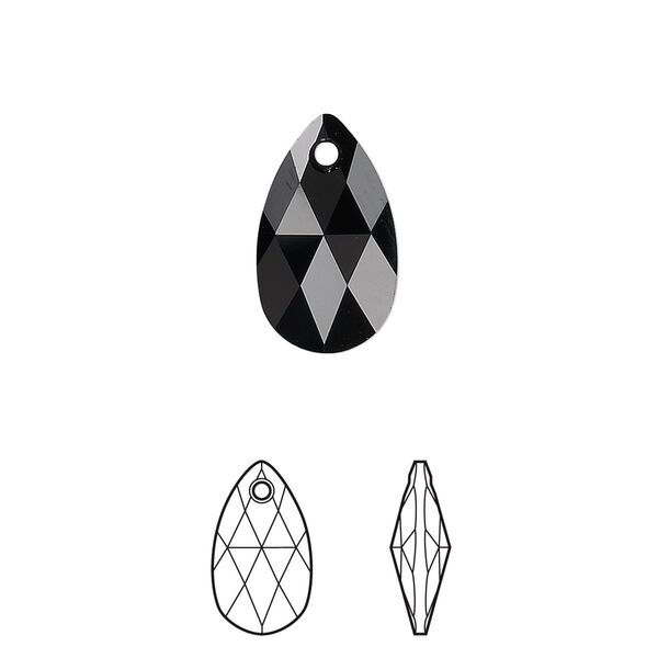 Drop 144pk jet, Swarovski&reg; 16x9mm pendant pear 6106 image number 0