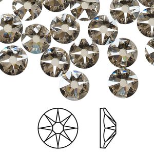 Flat back 144pk crystal silver shade foil back, Swarovski&reg; 8.412-8.672mm rose round SS40 2088