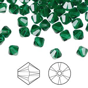 Bead 144pk majestic green, Crystal Passions&reg; 6mm bicone 5328
