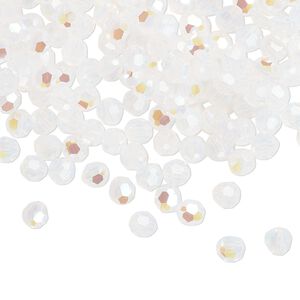 Bead 144pk white opal shimmer, Crystal Passions&reg; 4mm round 5000