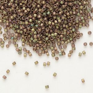 Seed bead, Delica&reg;, glass, pkg/50g, #11 round, opaque matte rainbow bronze (DB-0380).