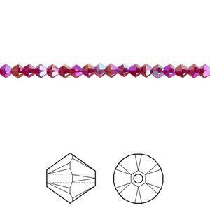 Bead 1440pk Siam shimmer 2X, Swarovski&reg; 3mm XILION bicone 5328