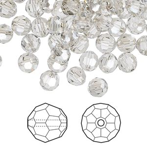 Bead 360pk crystal silver shade, Swarovski&reg; 6mm round 5000