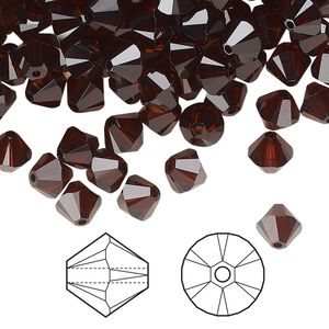 Bead 360pk smoked amber, Swarovski&reg; 6mm XILION bicone 5328