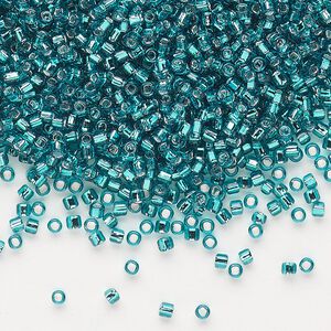 Seed bead, Dyna-Mites&trade;, glass, pkg/40g, #11 round, transparent silver-lined teal blue, (81:SR 11/0 SR).