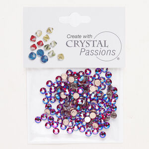 Flat back 1pkg144 Siam shimmer foil back, Crystal Passions&reg; rhinestone 3.80-4.00mm hotfix round SS16
