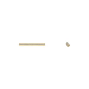 Bead 1pkg100 gold-plated, 13x1.5mm tube, brass
