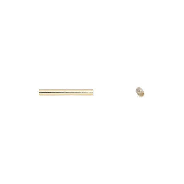 Bead 1pkg100 gold-plated, 13x1.5mm tube, brass image number 0