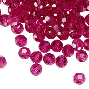 Bead 288pk fuchsia, Preciosa Czech crystal 6mm round