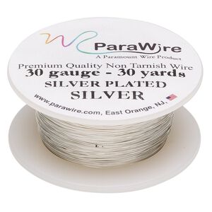 Wire, ParaWire&trade;, silver-plated copper, round, 30 gauge. Sold per 30-yard spool.