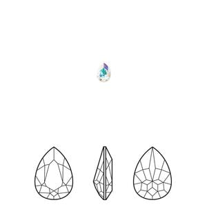 Fancy stone 6pk crystal AB foil back, Crystal Passions&reg; 4x2.9mm pear 4320