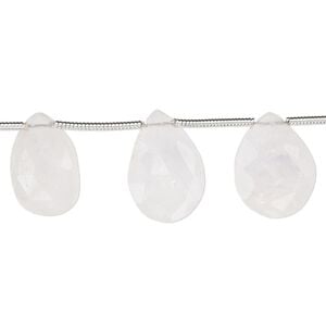 Rainbow moonstone 1pkg7, top-drilled faceted puffed teardrop bead natural B grade, graduated
