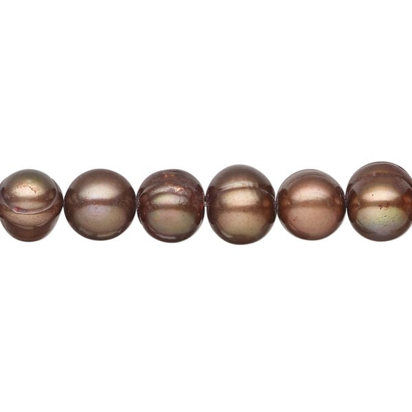 Freshwater pearl 1pkg1, semi-round, 14 inch antique purple bronze peacock 7-10mm cultured image number 0