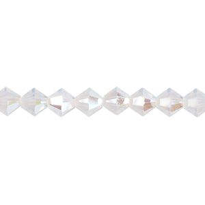 Bead 24pk white opal shimmer, Crystal Passions&reg; 6mm bicone 5328