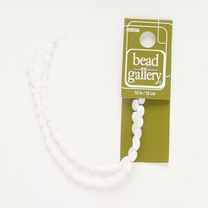 Mother-of-pearl shell 1pkg1, oval bead 10 inch white 6x4mm