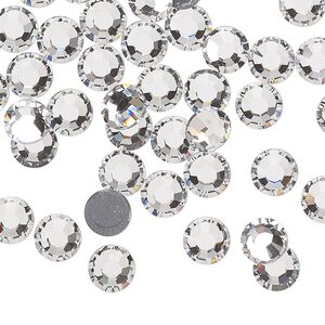 Flat back, Dance With Me&trade; crystal hotfix rhinestone, crystal clear, foil back, 6.32-6.5mm rose, SS30. Sold per pkg of 48.
