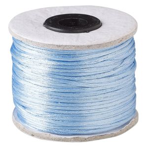 Cord, Satinique&trade;, satin, light blue, 1mm. Sold per 200-foot spool.