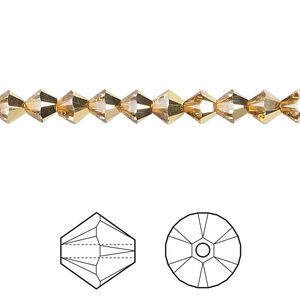 Bead 1pkg144 crystal aurum, Crystal Passions&reg; 5mm bicone 5328